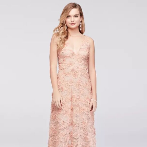 Xscape 3D Floral Applique Lace A-Line Gown Blush Size 6 $ - Picture 1 of 4